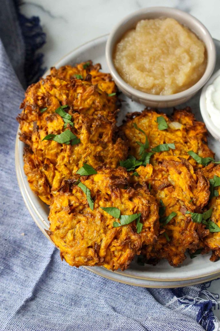 Air Fryer Sweet Potato Latkes Healthy Recipes by Chelsey Amer Nutrition