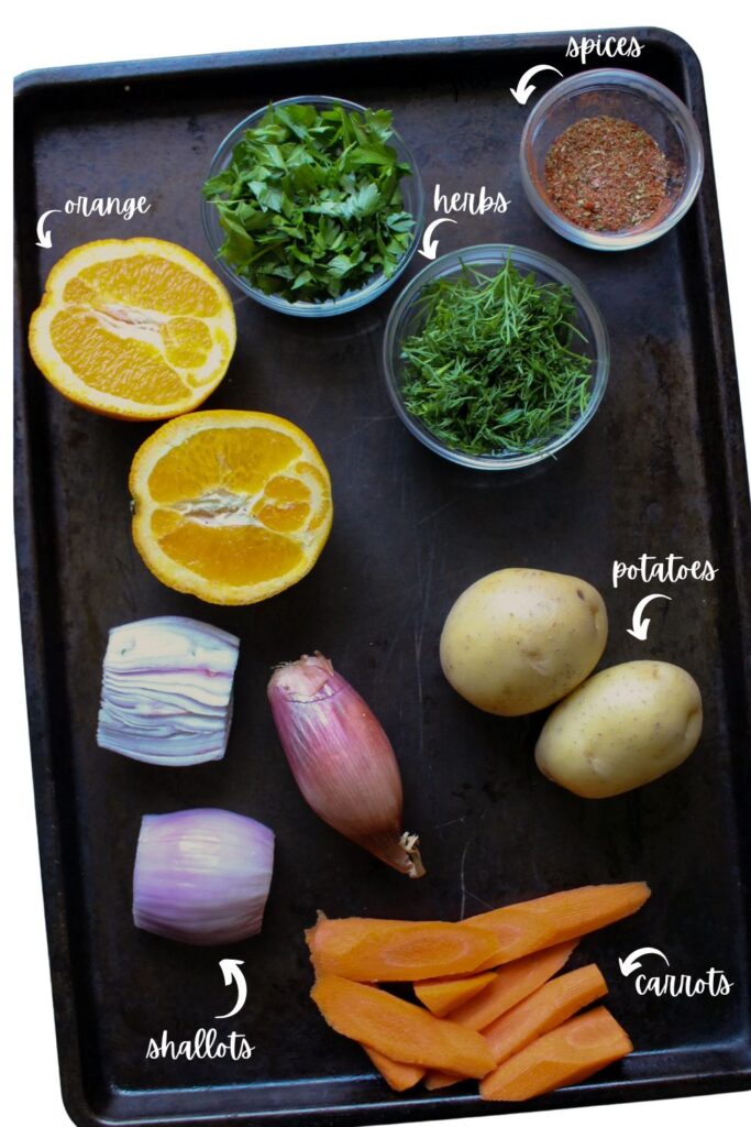 Ingredients to make roasted chicken