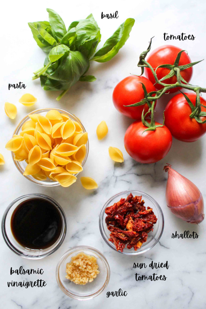 Ingredients to Make Bruschetta Pasta Salad