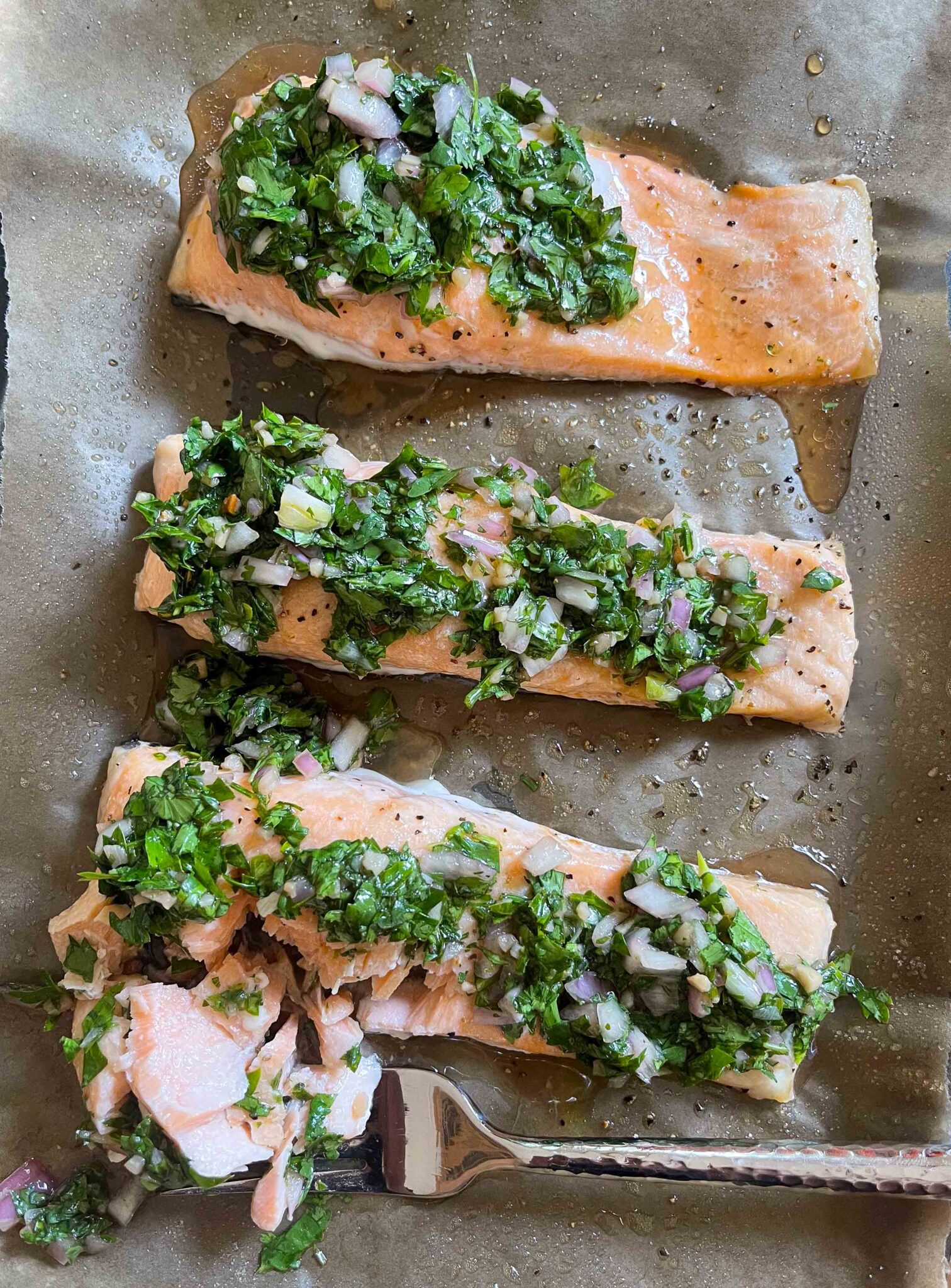 Easy Baked Chimichurri Salmon | Chelsey Amer Nutrition