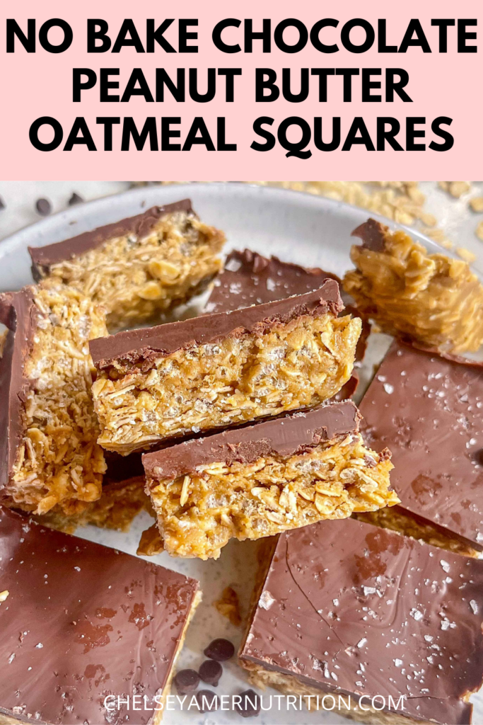 No Bake Chocolate Peanut Butter Oatmeal Squares 