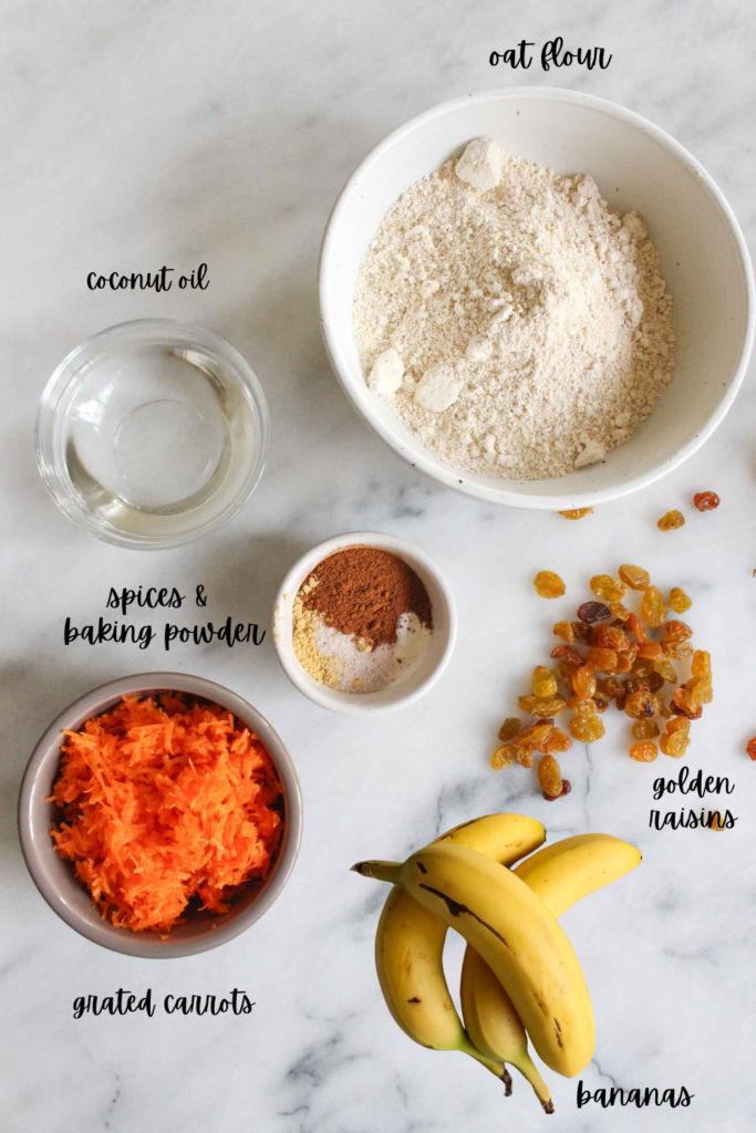 Ingredients to Make Vegan Carrot Cake Banana Bread Bars 