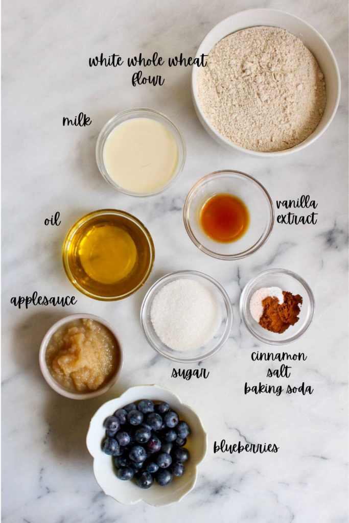 Ingredients to Make Eggless Blueberry Muffins