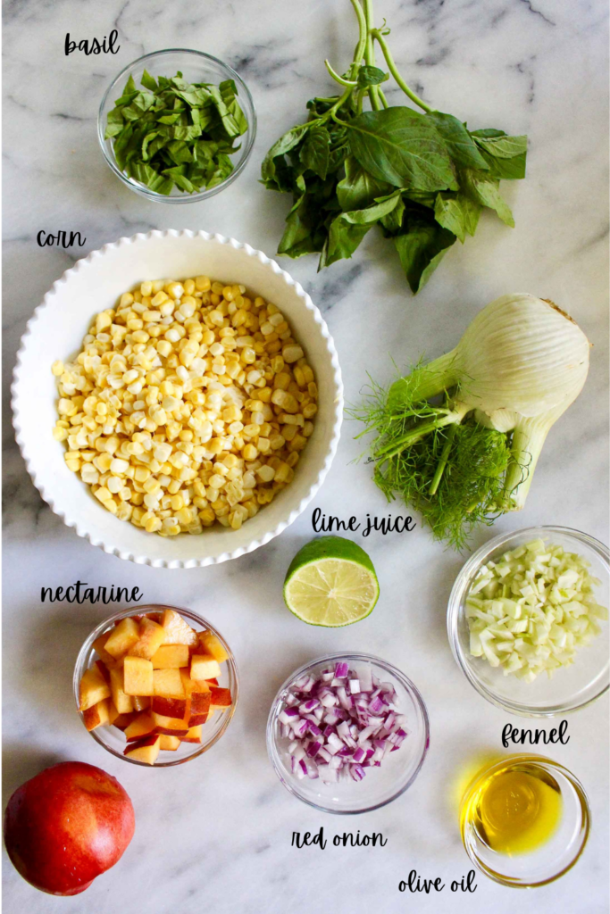 Corn and Nectarine Salad ingredients