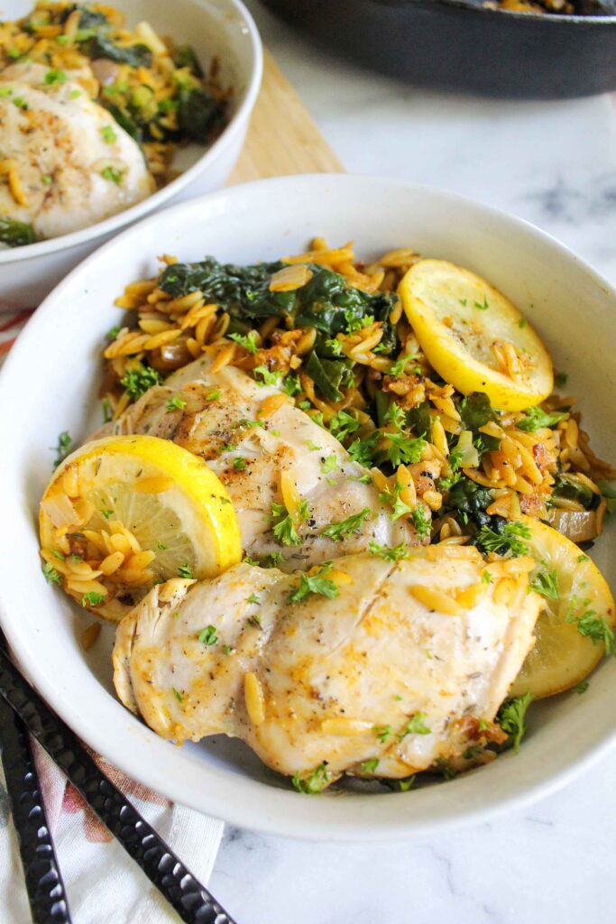 One Skillet Lemon Chicken and Orzo