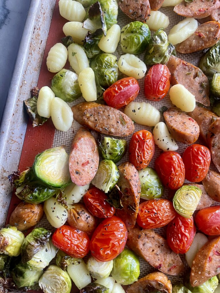 Sheet Pan Chicken Sausage and Gnocchi  