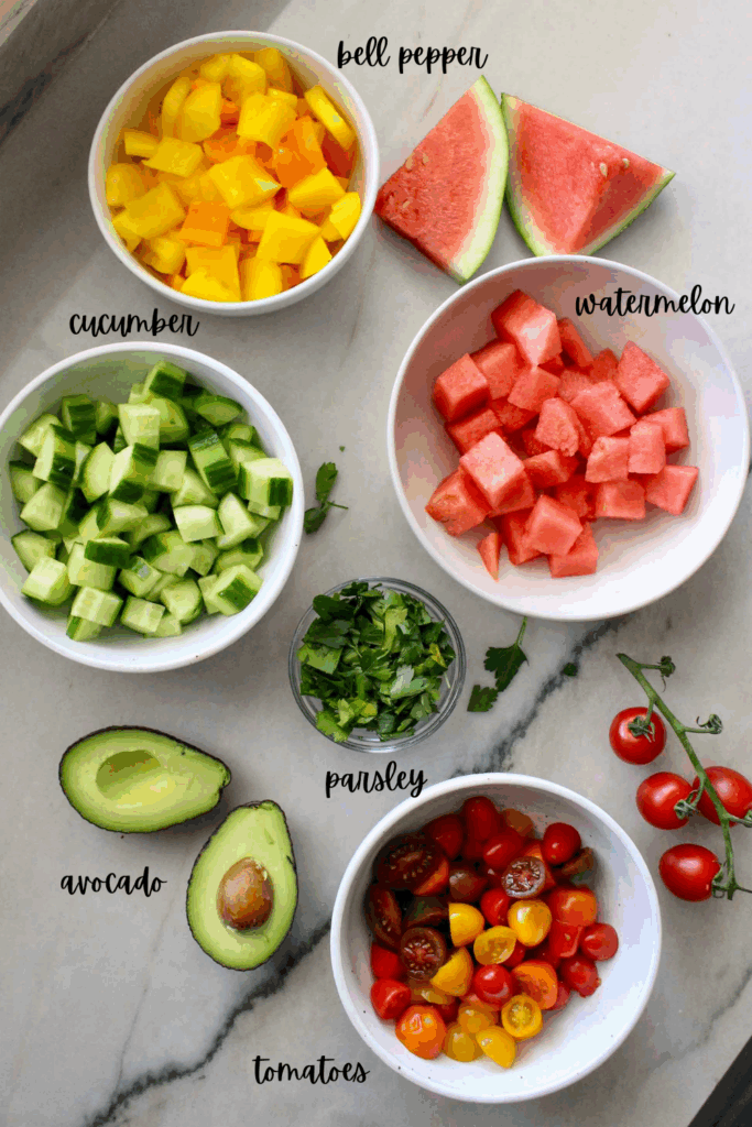 Watermelon Avocado Salad ingredients