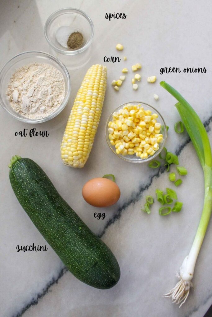 Ingredients in Zucchini and Corn Fritters