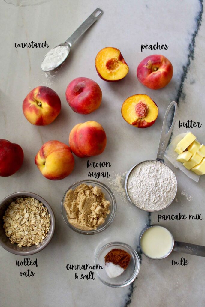 Pancake Mix Peach Crumble ingredients