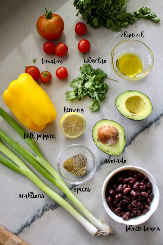Ingredients to Make Easy Black Bean Salad