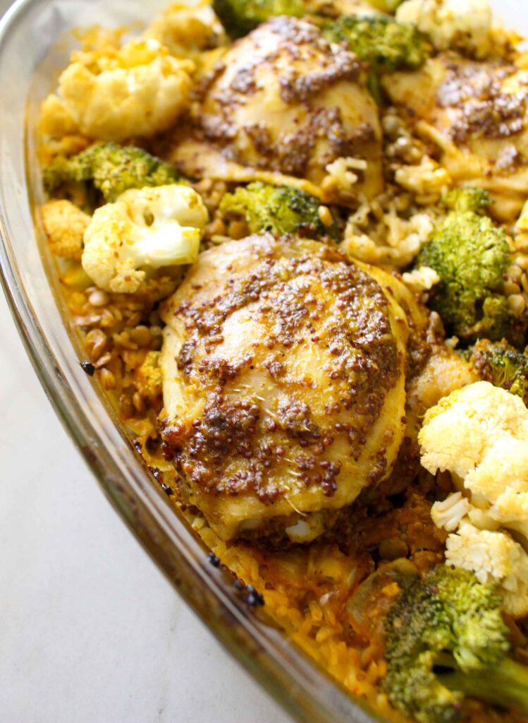 One Pan Honey Mustard Chicken and veggies