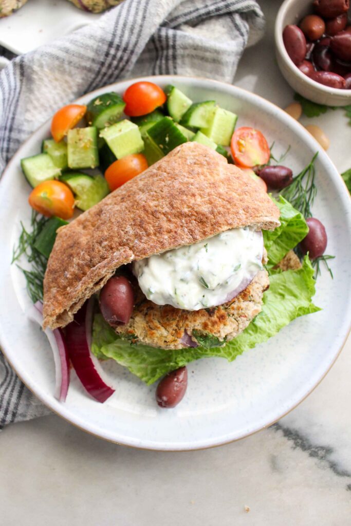 Easy Cannellini Bean Veggie Burgers feature fresh dill, parsley, and Mediterranean flavors