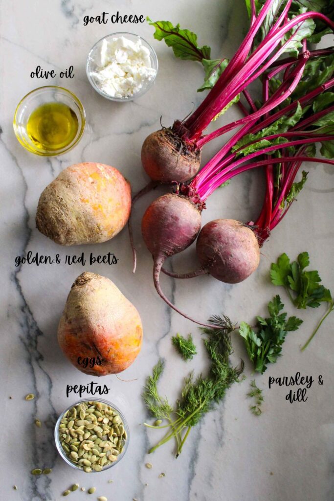 Roasted Beets and Whipped Goat Cheese ingredients