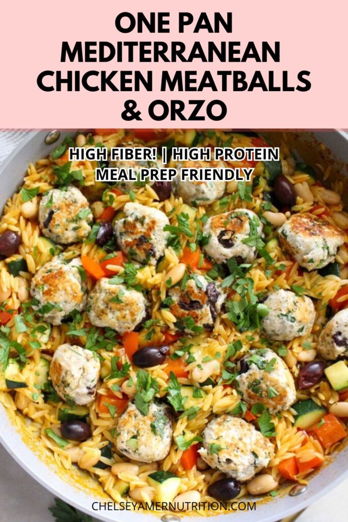 One Pan Mediterranean Chicken Meatballs with Orzo