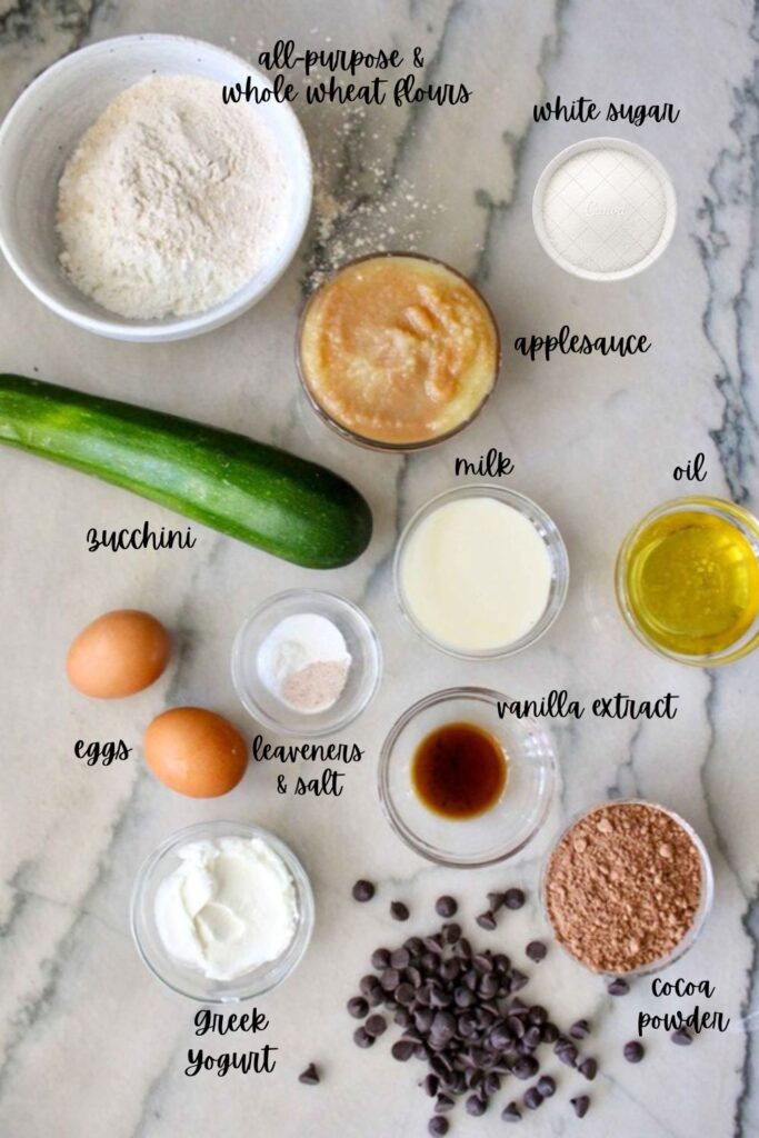 Ingredients to Make Egg-Free Chocolate Zucchini Muffins