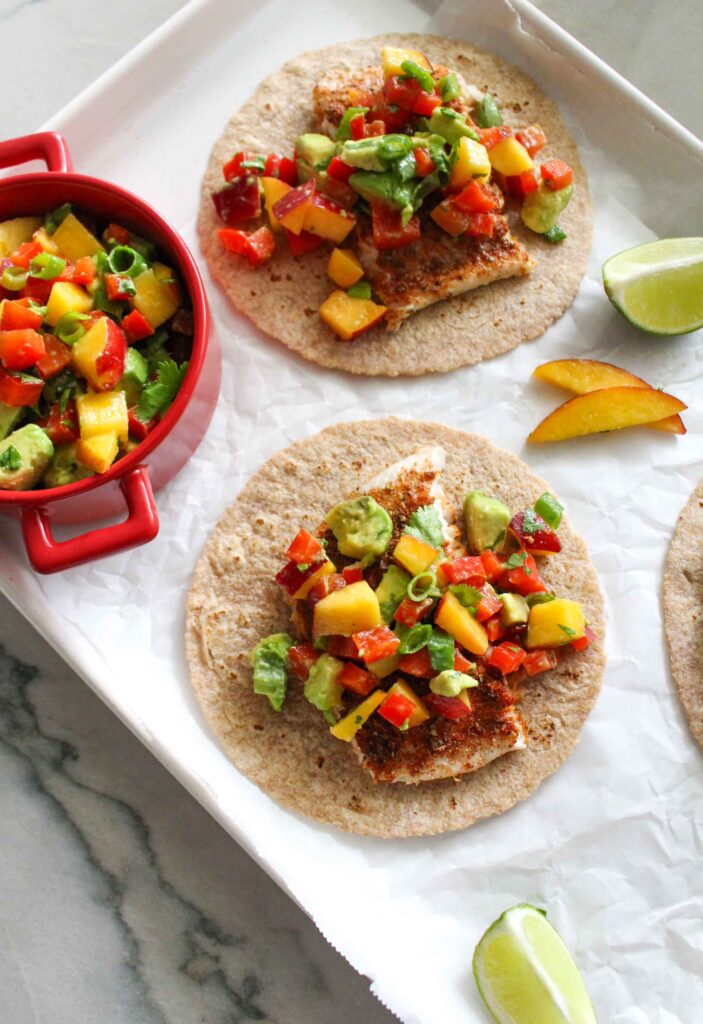 Baked Fish Tacos with Nectarine Salsa
